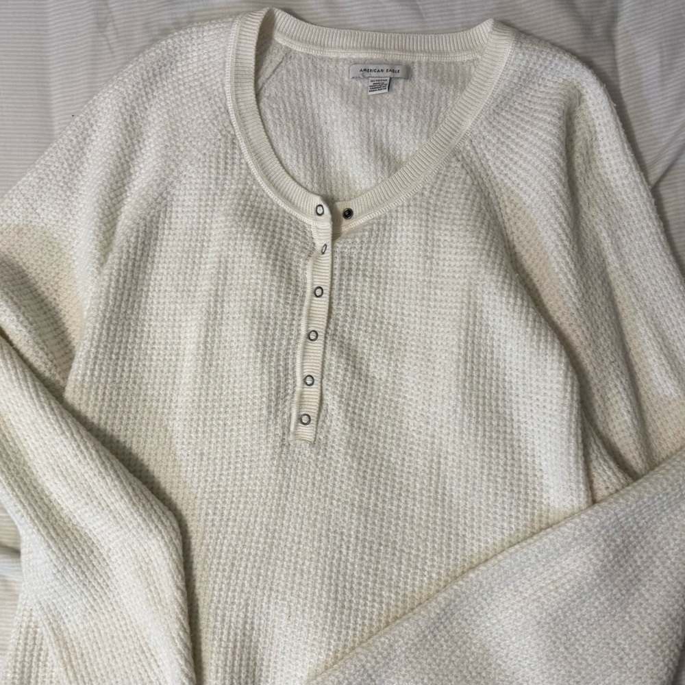 American Eagle Outfitters Cream Crewneck Sweater
